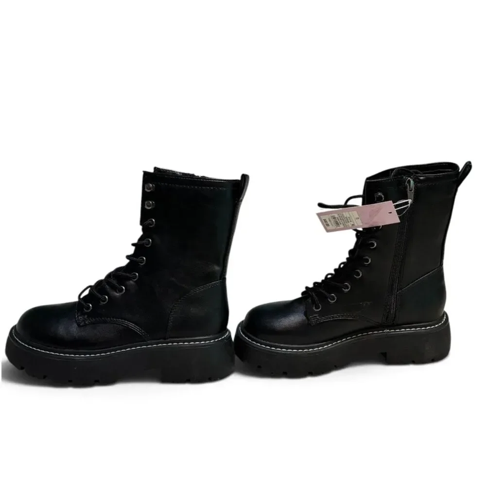 Wild Fable Black Combat Boots Lace Up Lug Sole Goth Punk Chunky W 7.5 - Picture 5 of 8